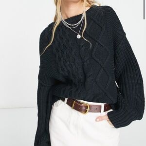 Free People Dream Cable Crewneck